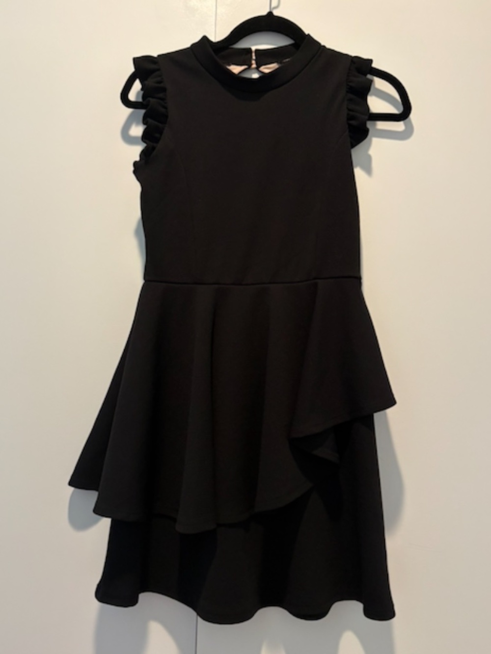 Ava & Yelly Black Ruffle Fit & Flare Dress Girls Size 14 Made in USA